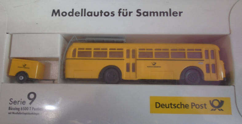 BREKINA 1/87 HO SCALE- DEUTSCHE POST, BUS WITH TRAILER, BOXED