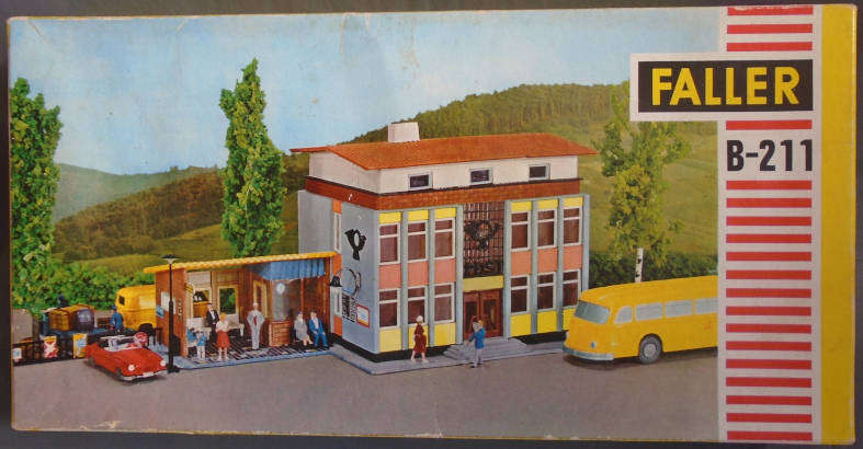 VINTAGE FALLER B-211 HO 1:87 POST OFFICE BUS STOP KIT, BOXED