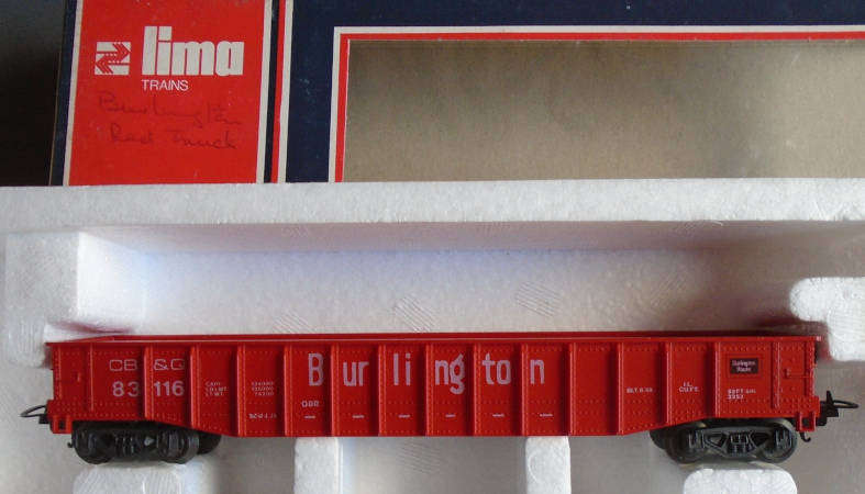LIMA HO SCALE - BURLINGTON GONDOLA WAGON, BOXED