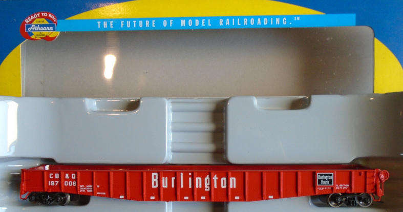 ATHEARN HO SCALE - BURLINGTON ROUTE 65' MILL GONDOLA , BOXED