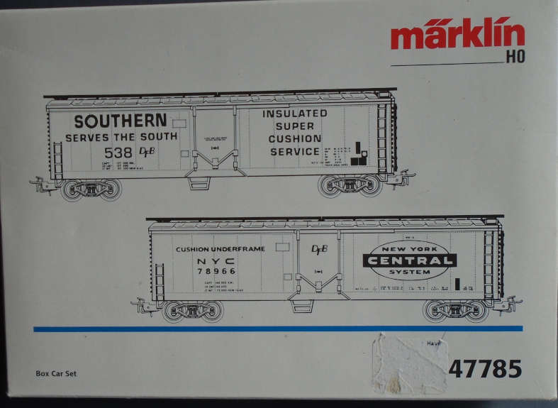 MARKLIN 47785 HO SCALE - USA PROTOTYPE METAL BOX CAR SET, RARE, AS NEW BOXED