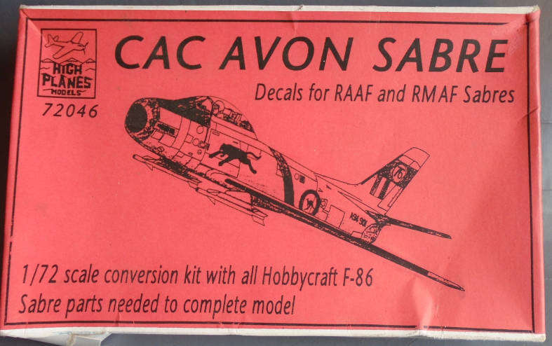 HIGH PLANES 1/72 SCALE - CAC AVON SABRE KIT, SEALED IN BOX