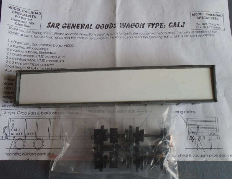 MODEL RAIL HO SCALE - SAR GENERAL GOODS WAGON KIT, IN PKT