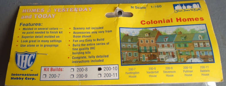 IHC N SCALE - COLONIAL HOMES, STEVENSON HOUSE,. IN PKT