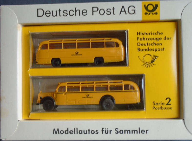 BREKINA 1/87 HO SCALE- DEUTSCHE POST, 2 X BUSSES, BOXED
