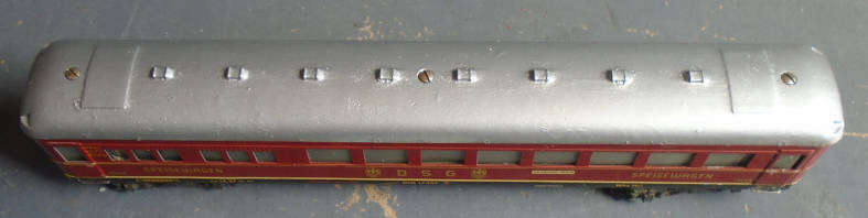 FLEISCHMANNM HO SCALE - DSG SPEISEWAGEN TIN PLATE COACH AS PER FOTOS