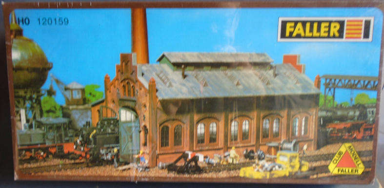 FALLER 120159 HO SCALE - LOCOMOTIVE SHED/ENGINE/WORKSHOP BUILDING KIT, BOXED