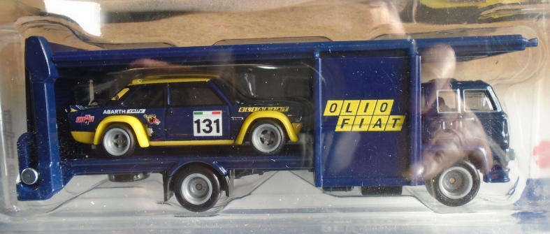 HOT WHEELS - FIAT 131 ABARTH WITH SECOND STORY TRANSPORTER TRUCK, CARDED