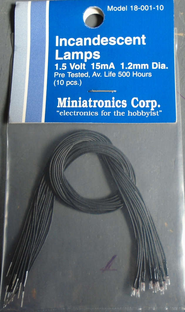 MINIATRONICS - 10 X 1.5V 1.2mm DIA INCANDESCENT LAMPS, IN PKT