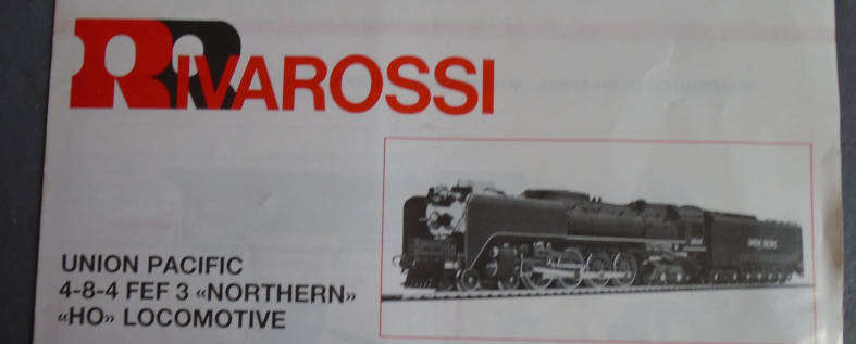 RIVAROSSI HO SCALE - UP 4-8-4 STEAM LOCO & TENDER, FOR SPARES OR REPAIRS, MOTOR RUNS, BOXED