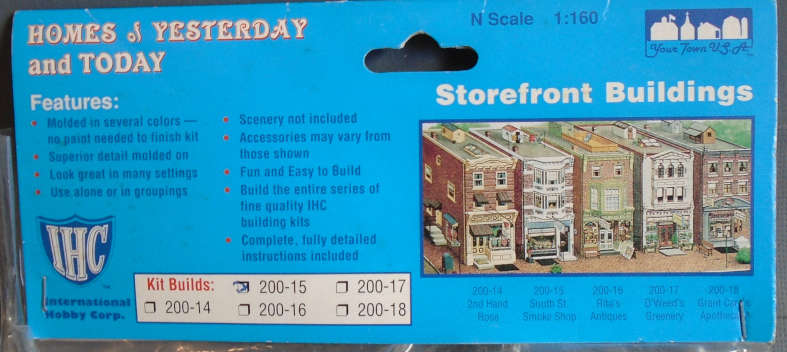 IHC N SCALE - STOREFRONT BUILDINGS, O'WEED'S GREENERY,. IN PKT