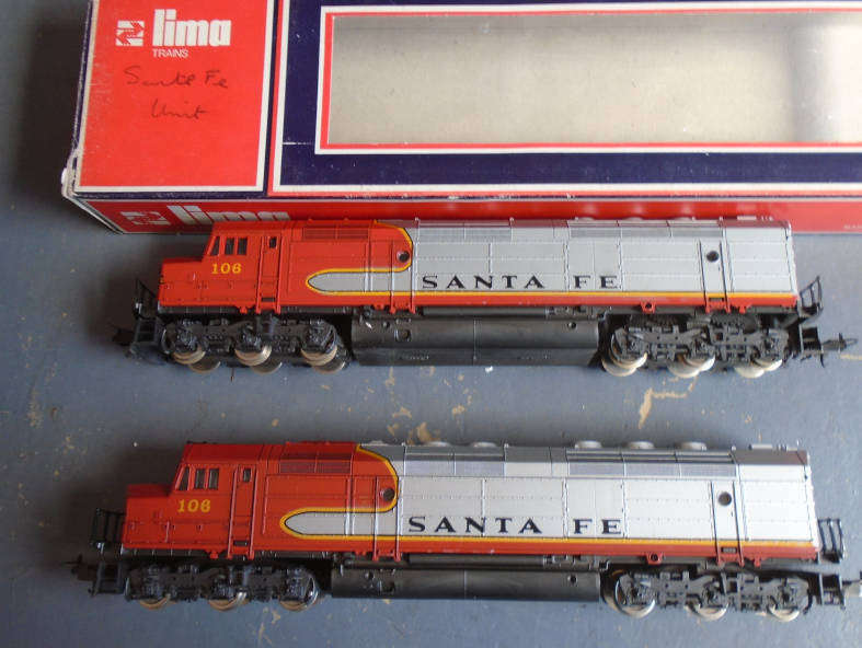 LIMA HO SCALE - SF DIESEL LOCO & DUMMY LOCOS, BOTH BOXED