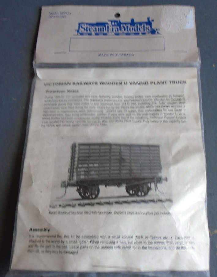 STEAM ERA MODEL HO SCALE - VICTORIAN RAILWAYS WOODEN U VAN/HD PLANT TRUCK, BAGGED