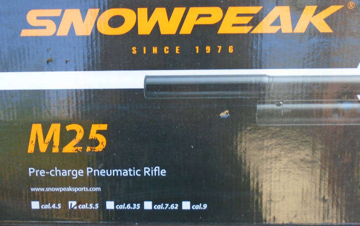 SNOWPEAK M25 5.5 CALIBER PNEUMATIC RIFLE, BOXED IN EXCELLENT CONDITION, WITH SCOPE