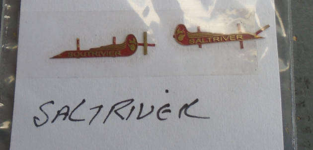 SAR BRASS & PAINTED LOCO, HO STEAM LOCO DEFLECTOR ROAD NAMES, SALT RIVER