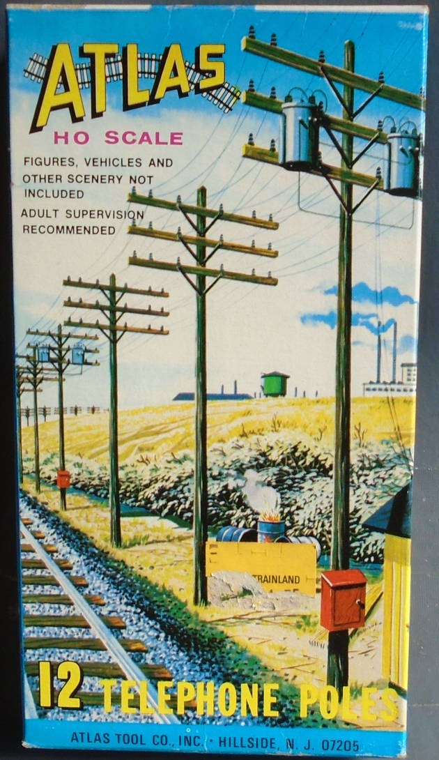 ATLAS HO SCALE - 12 X TELEPHONE POLES BROWN, BOXED