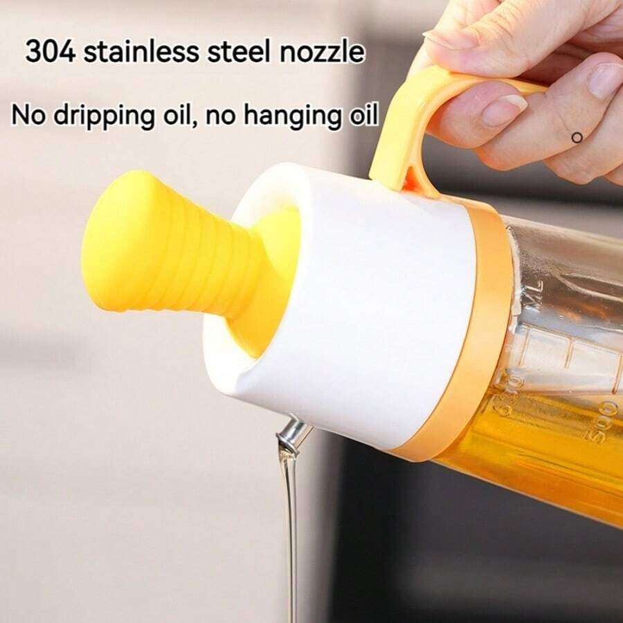 1pc 630Ml Lead-Free Leak-Proof Glass Oil Bottle With Scale