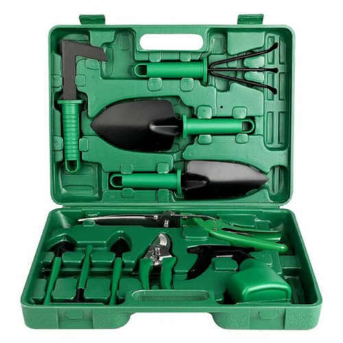 Multifunctional Stainless Steel 10-Piece Garden Tool Set Green