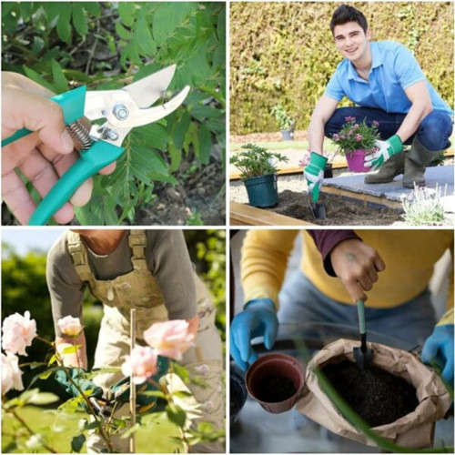 Multifunctional Stainless Steel 10-Piece Garden Tool Set Green