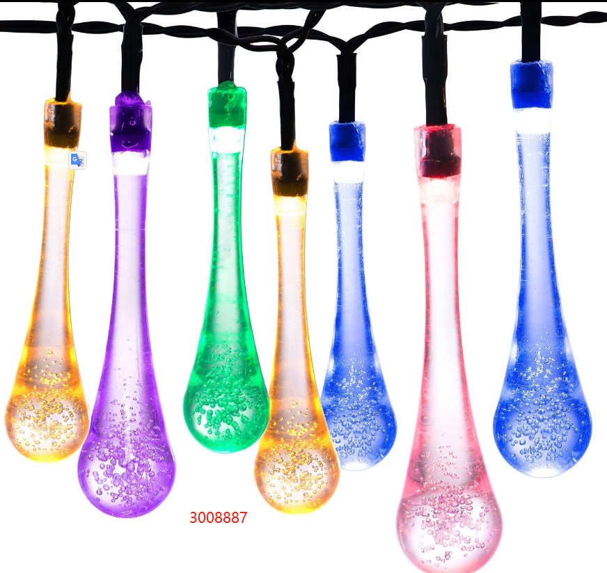 Solar Water Drop Bulb Fairy Light String