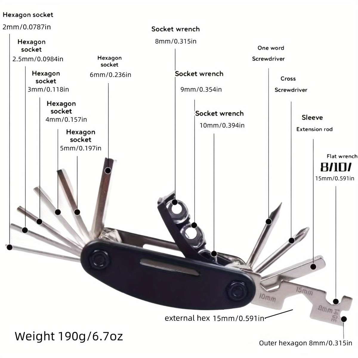 Portable 16 In 1 Stainless Steel Folding Multi-Tool