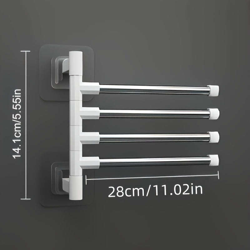 Wall Mounted Towel Rack With Rotating Rod Multi-Layer Hanging Rod Towel Storage Rack