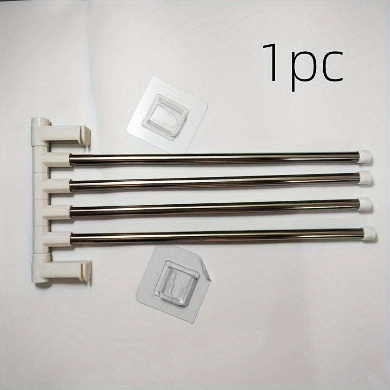 Wall Mounted Towel Rack With Rotating Rod Multi-Layer Hanging Rod Towel Storage Rack