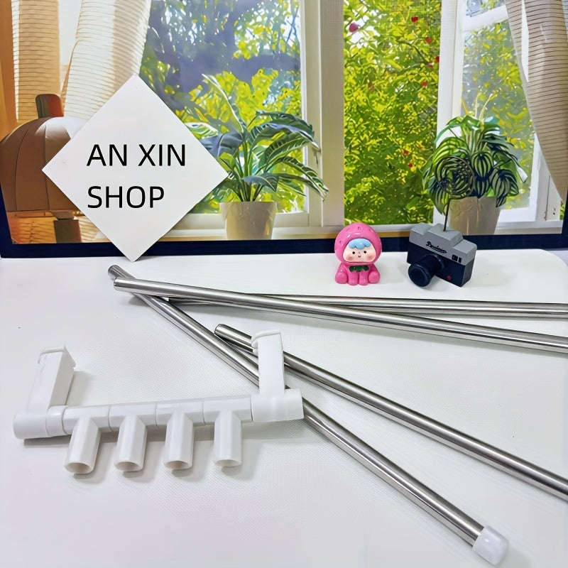 Wall Mounted Towel Rack With Rotating Rod Multi-Layer Hanging Rod Towel Storage Rack