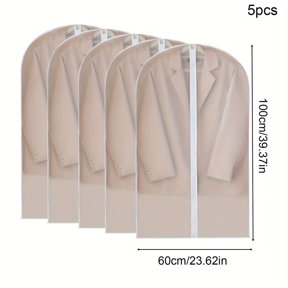 5 Pieces/Set Of Clothing Hanging Cover, Dustproof Jacket Cover, Waterproof Eva Storage Bag