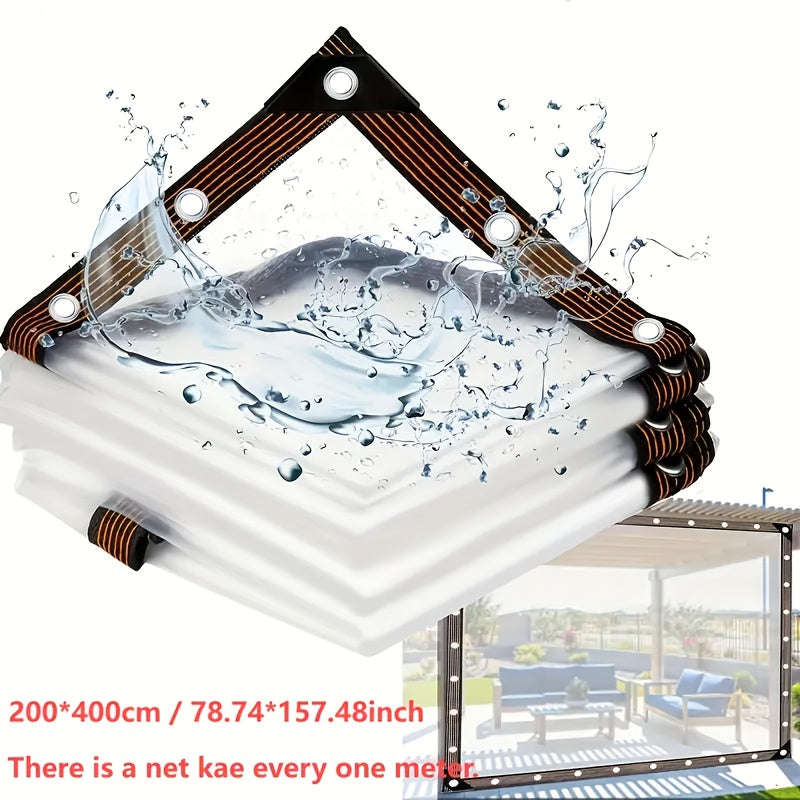 1 Piece Of Transparent Waterproof Tarpaulin With Cable Loop