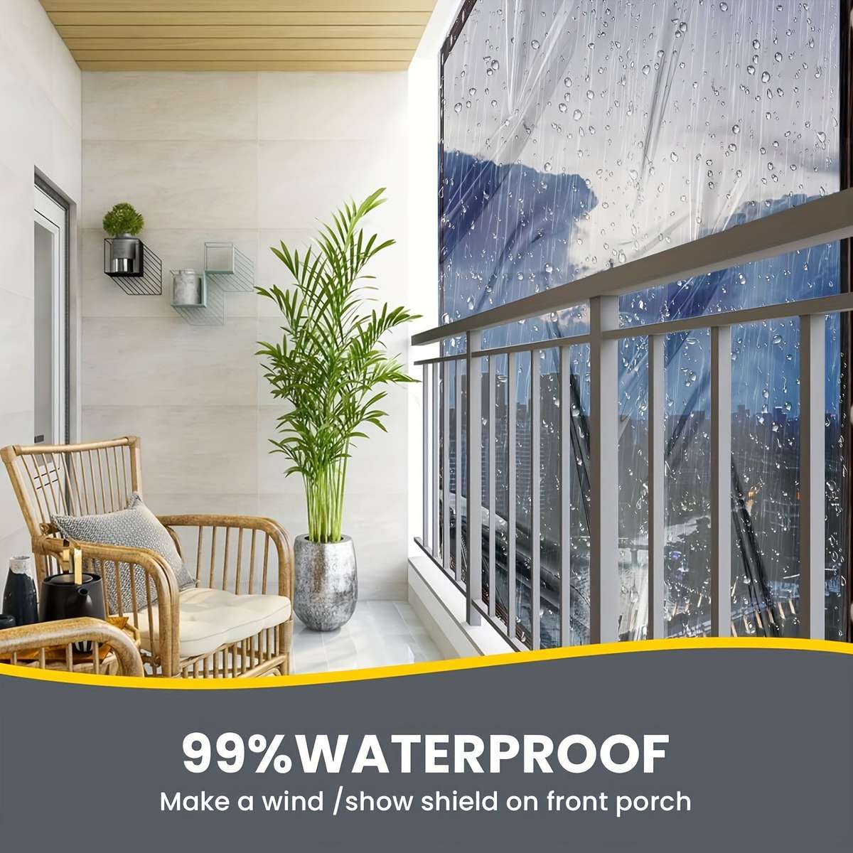 1 Piece Of Transparent Waterproof Tarpaulin With Cable Loop