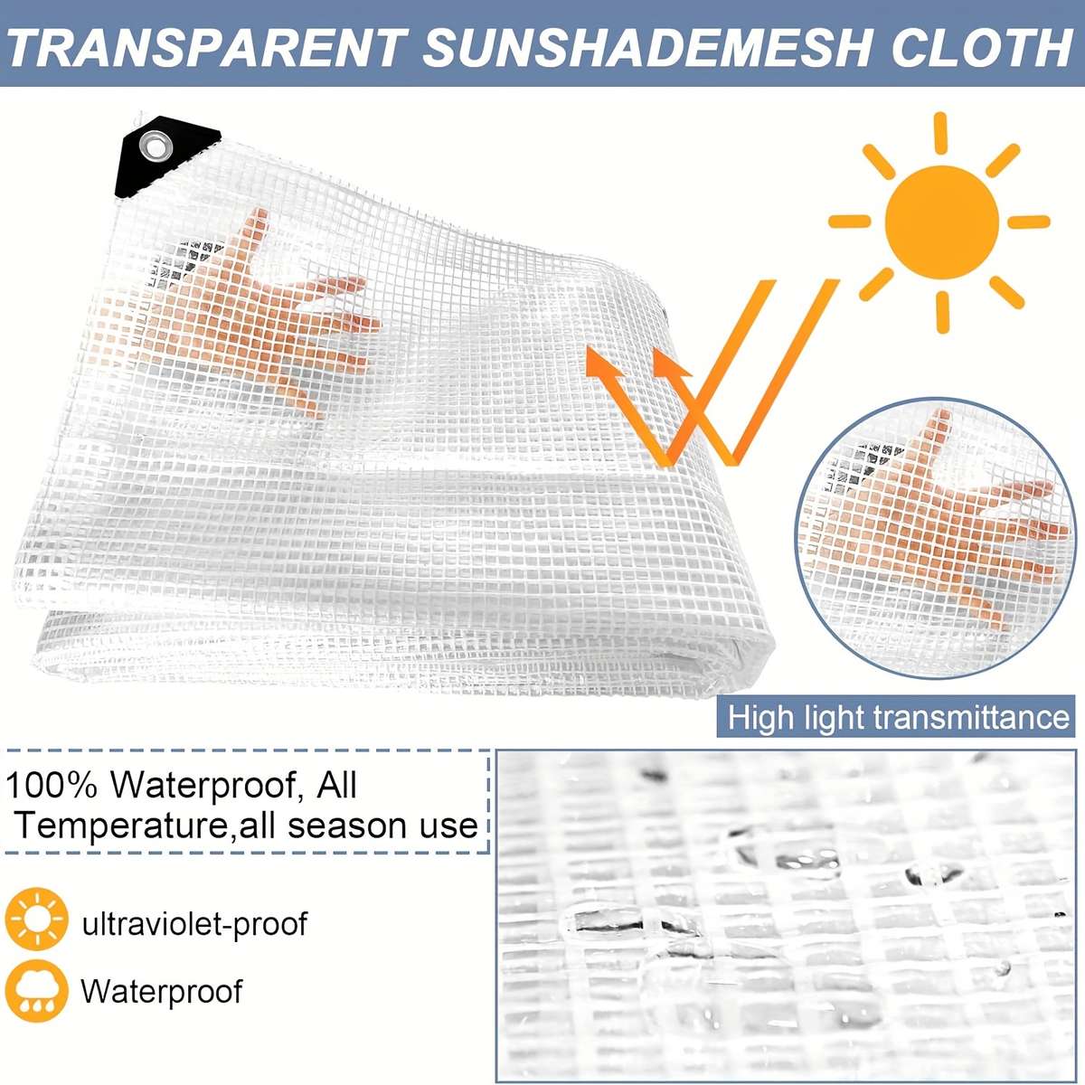 1 Uv-Resistant Transparent Tarp With Grommets