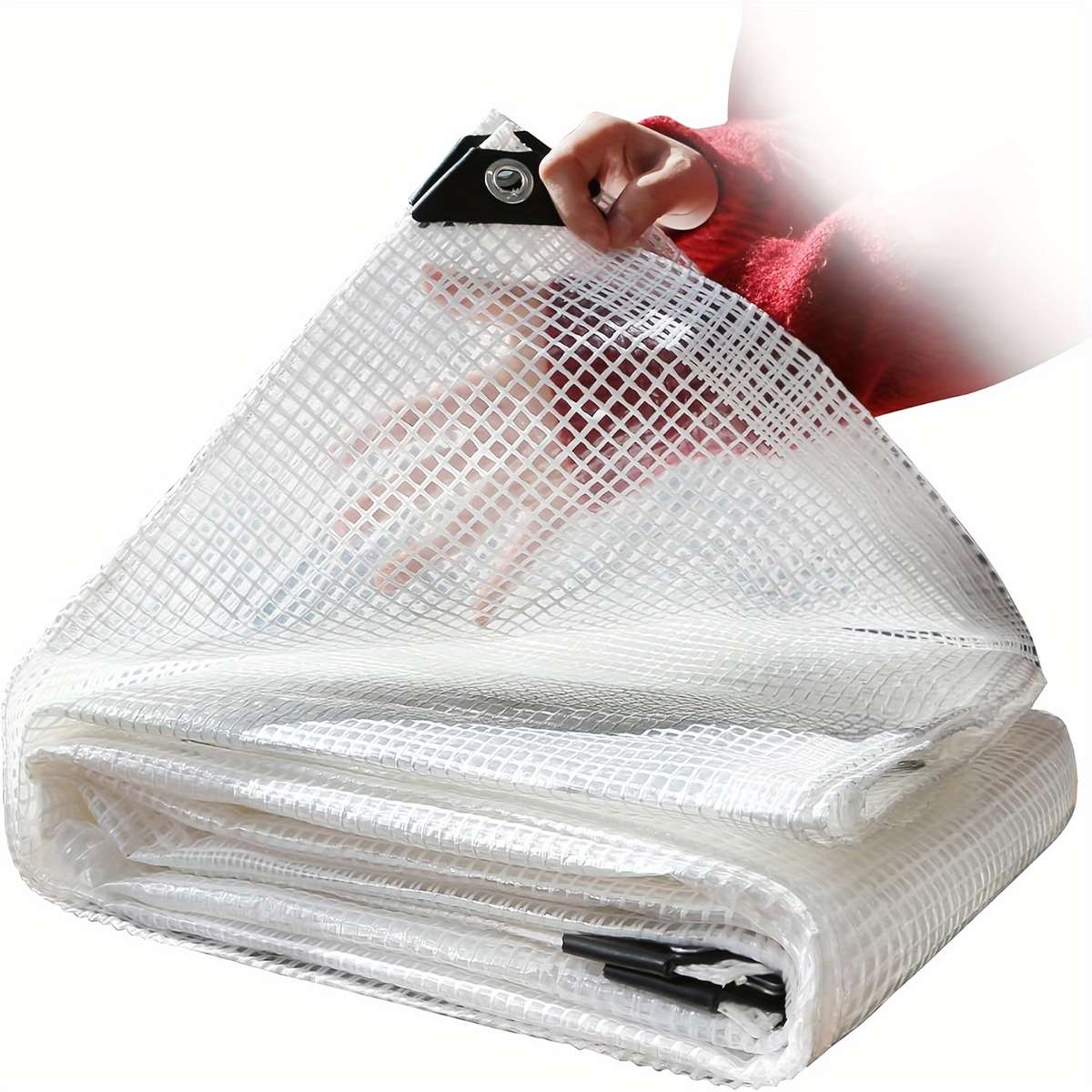 1 Uv-Resistant Transparent Tarp With Grommets