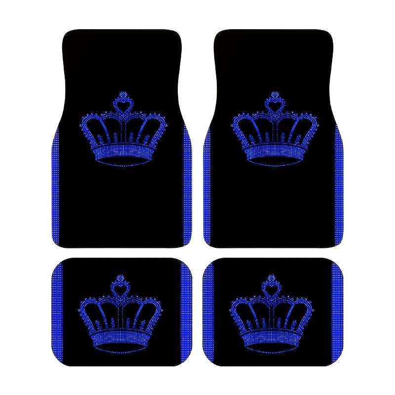 4-Piece Blue Large Crown Car Floor Mats