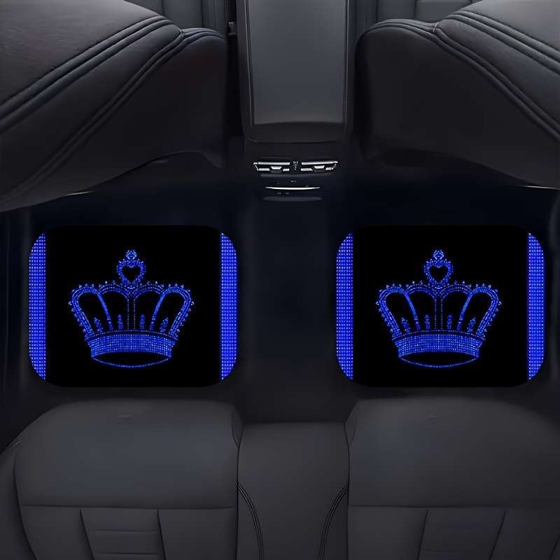 4-Piece Blue Large Crown Car Floor Mats