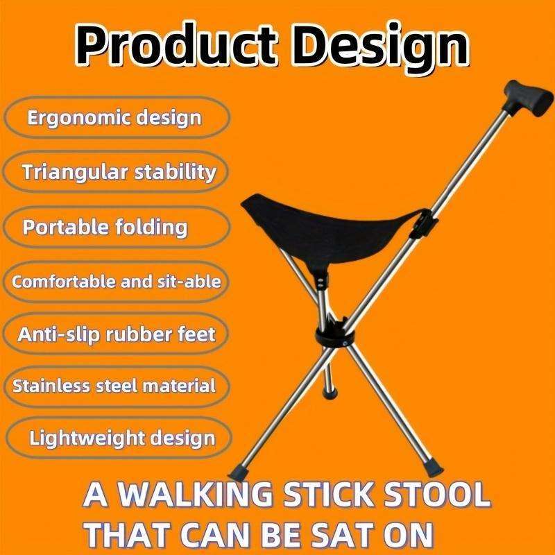 1 2-In-1 Folding Cane And Stool
