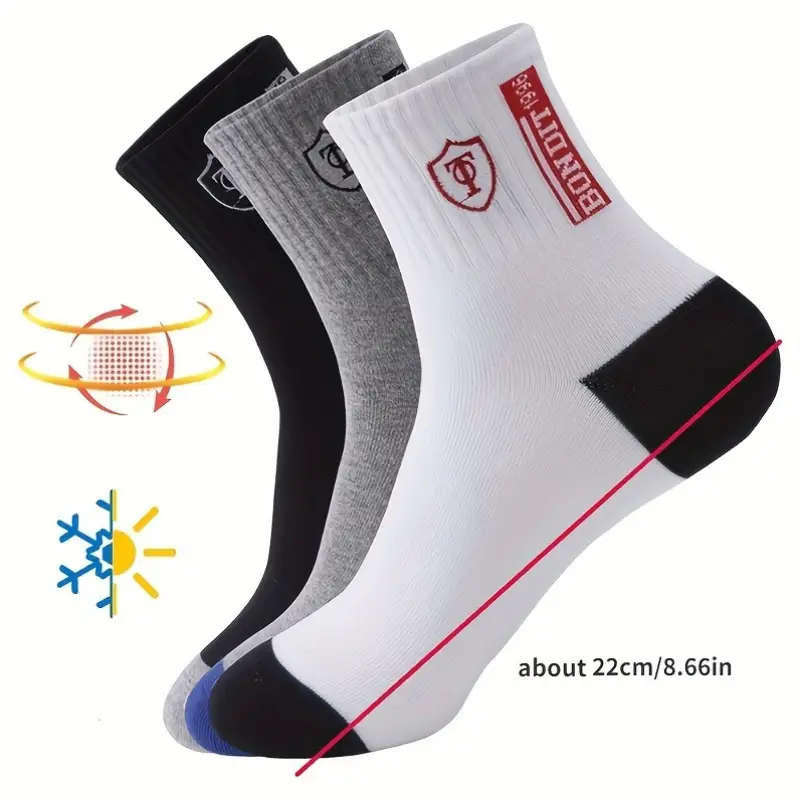 6 Pairs Of Breathable Cotton Sports Socks