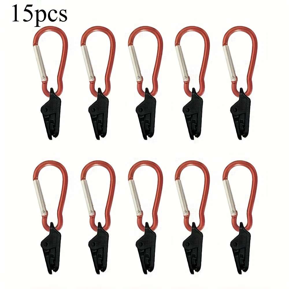 15pcs Durable Stainless Steel Wind Clips With Carabiners