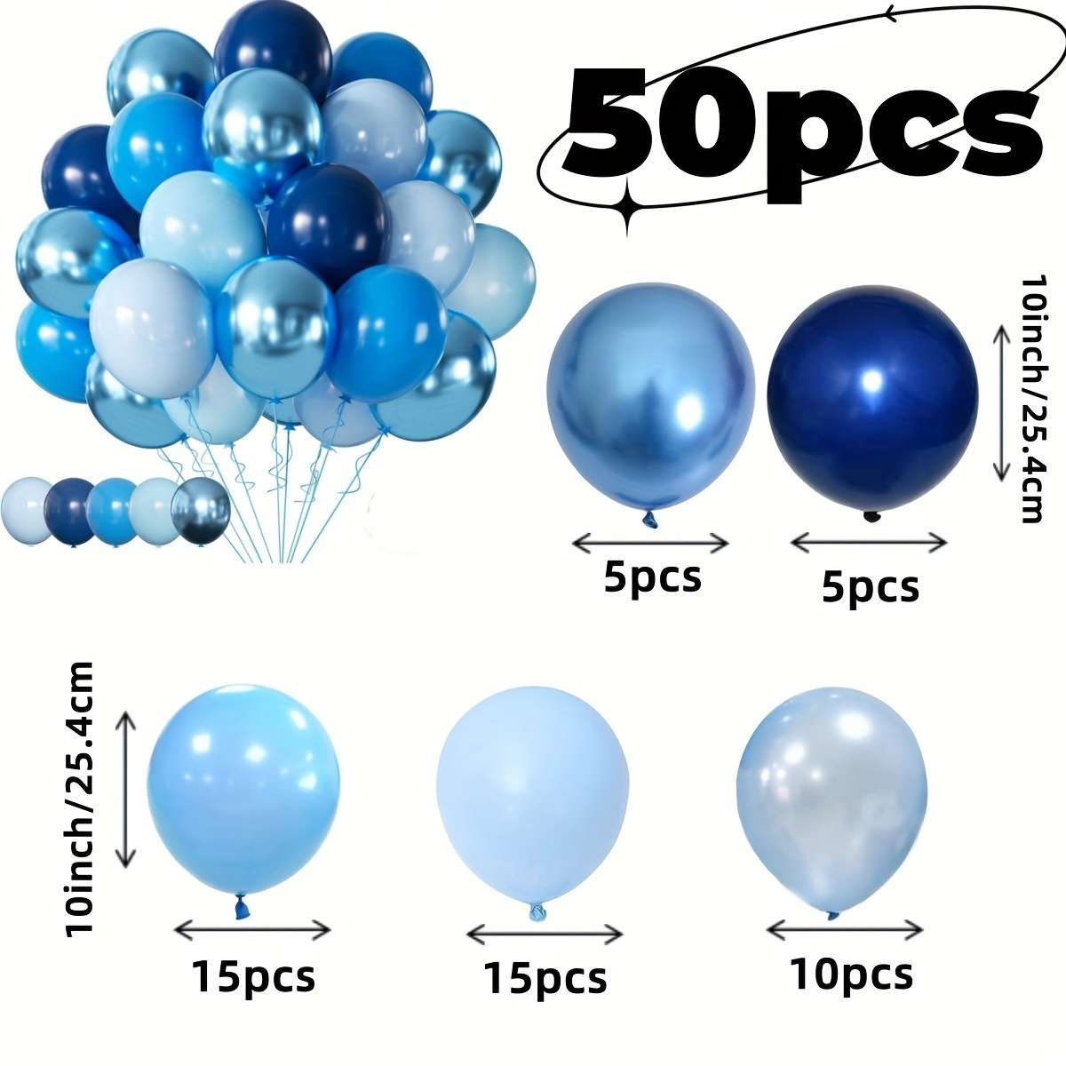 50 Blue Latex Balloons