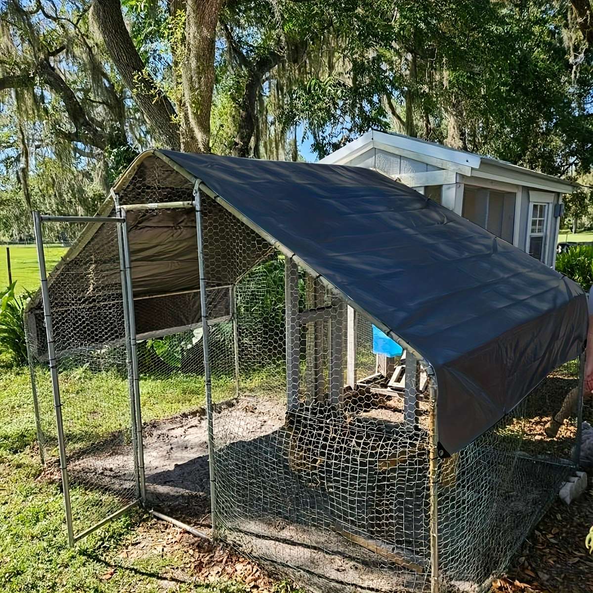 Black Waterproof Tarp With Metal Grommets And Reinforced Edges