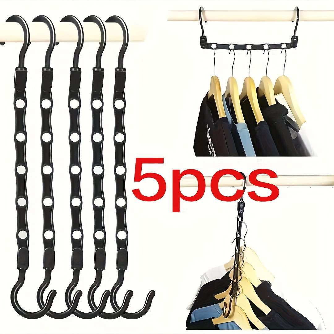 5 Pieces Space Saving Clothes Hangers Black Plastic Hangers