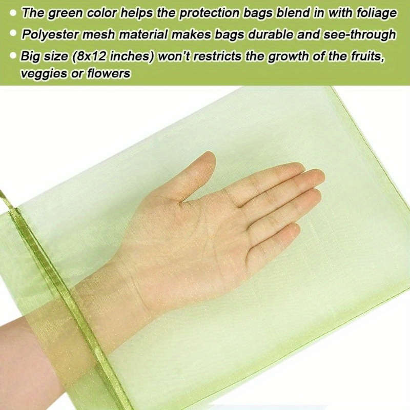 Pack Of 50 Green Mesh Fruit Protector Bags With Drawstring