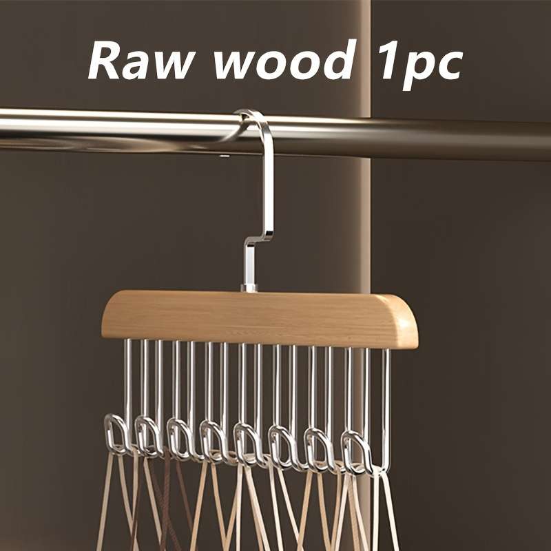1 Wooden Clothes Hanger With 8 Hooks