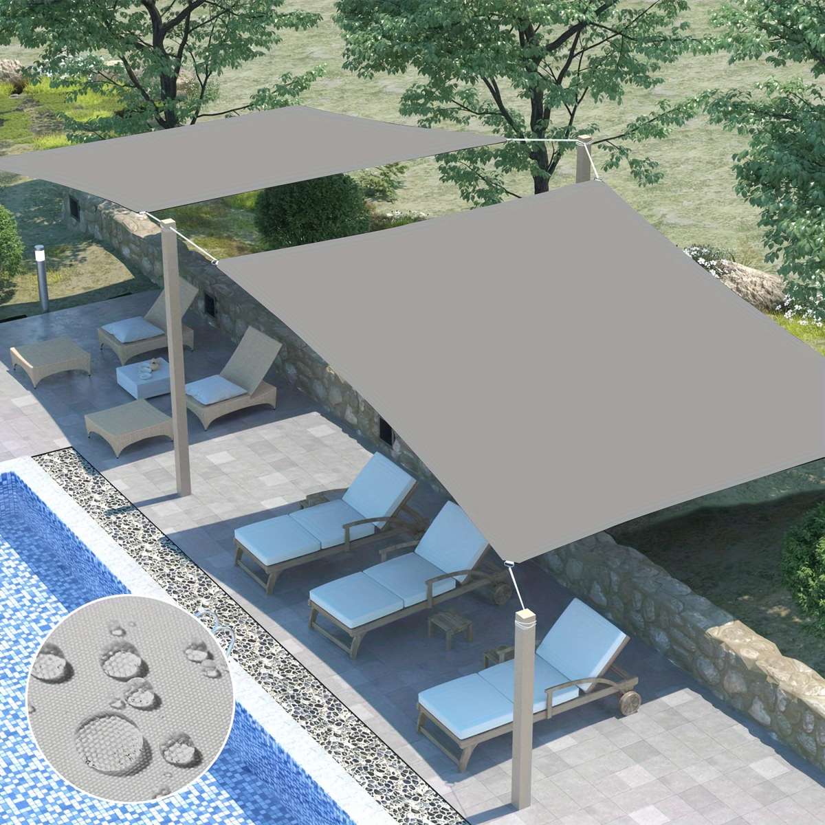 All Seasons Waterproof Shade Sail Awning Set For 4 People