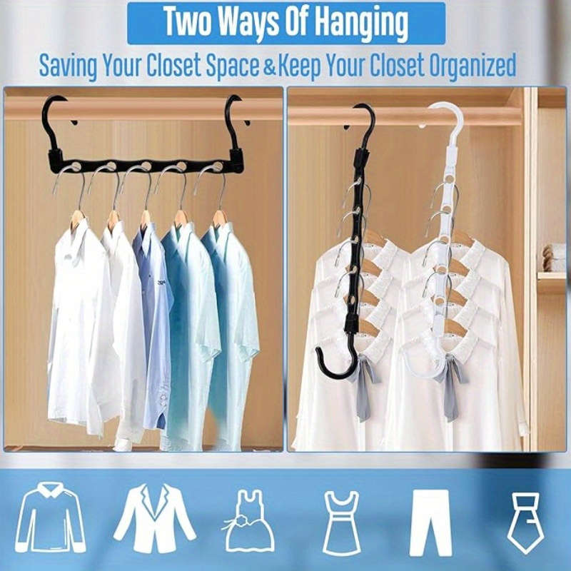 5 Pieces Space Saving Clothes Hangers Black Plastic Hangers