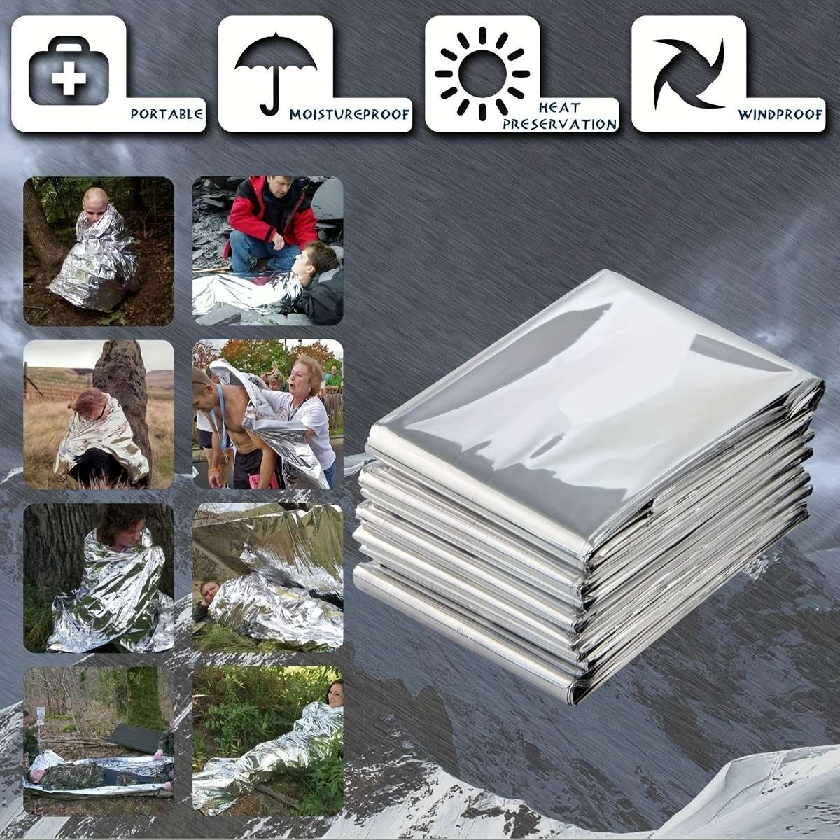 3 Piece Survival Reflective Thermal First Aid Foil Blanket