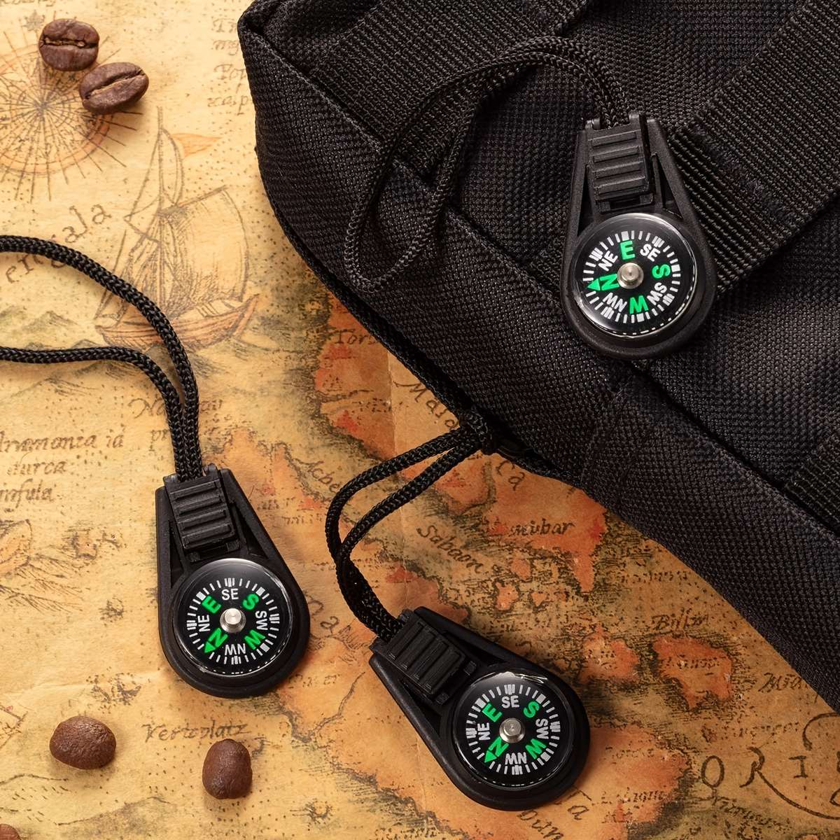 4-Pack Mini Survival Compass Keychains