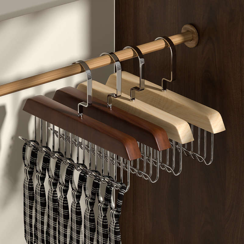 1 Wooden Clothes Hanger With 8 Hooks