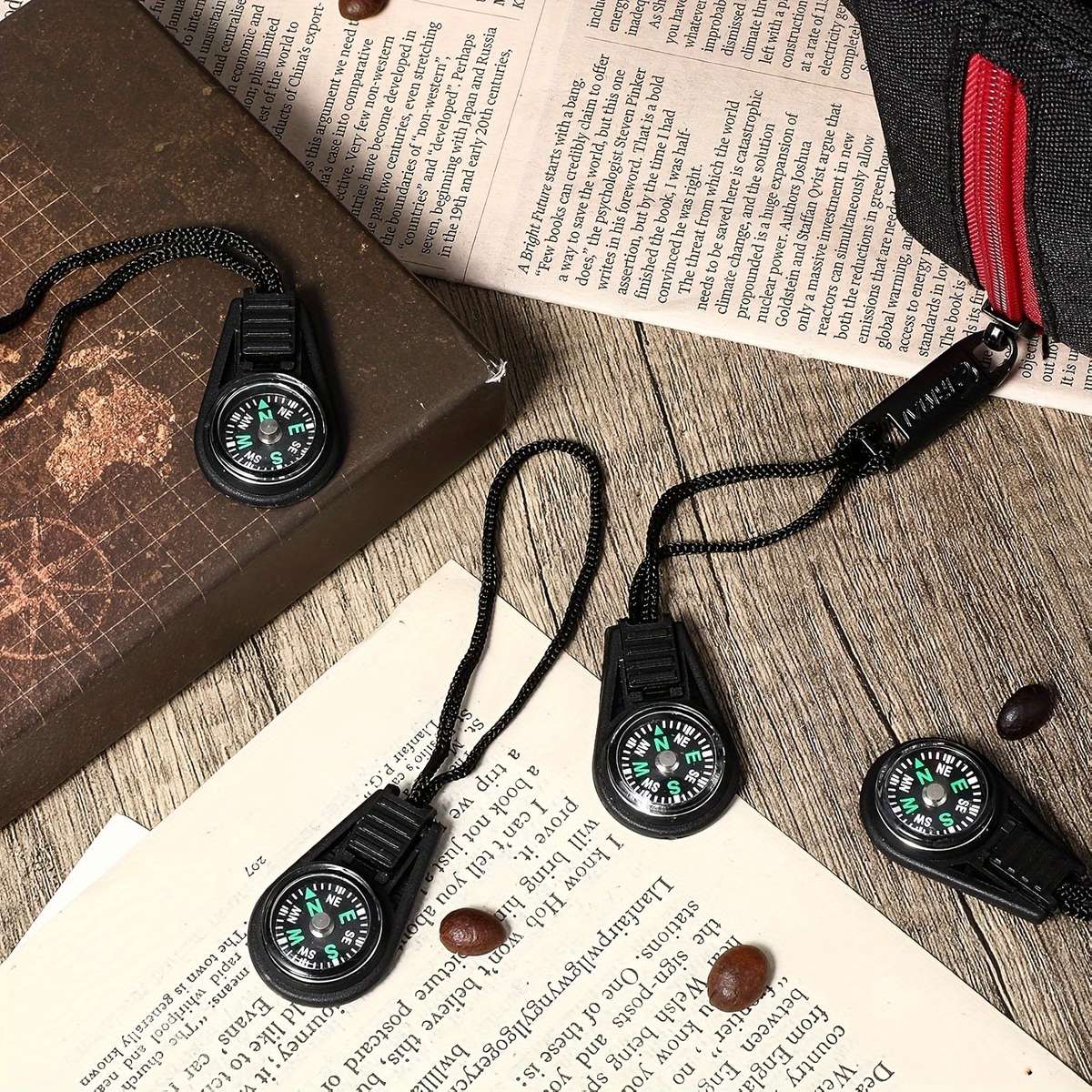 4-Pack Mini Survival Compass Keychains