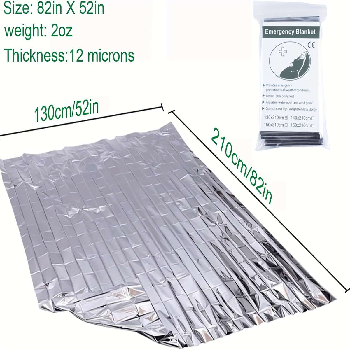 3 Piece Survival Reflective Thermal First Aid Foil Blanket